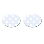 Polka Dots - White on Pastel Blue Cufflinks (Oval)