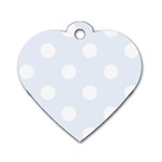 Polka Dots - White on Pastel Blue Dog Tag Heart (One Side)
