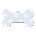 Polka Dots - White on Pastel Blue Dog Tag Bone (One Side)