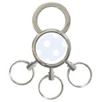 Polka Dots - White on Pastel Blue 3-Ring Key Chain