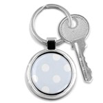 Polka Dots - White on Pastel Blue Key Chain (Round)
