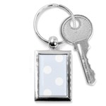 Polka Dots - White on Pastel Blue Key Chain (Rectangle)