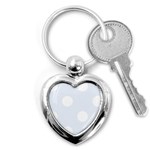 Polka Dots - White on Pastel Blue Key Chain (Heart)