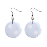 Polka Dots - White on Pastel Blue 1  Button Earrings