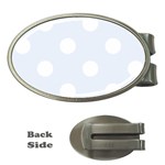 Polka Dots - White on Pastel Blue Money Clip (Oval)