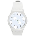 Polka Dots - White on Pastel Blue Round Plastic Sport Watch (M)