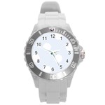 Polka Dots - White on Pastel Blue Round Plastic Sport Watch (L)