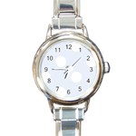 Polka Dots - White on Pastel Blue Round Italian Charm Watch