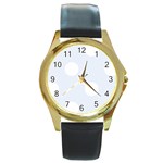 Polka Dots - White on Pastel Blue Round Gold Metal Watch