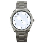 Polka Dots - White on Pastel Blue Sport Metal Watch
