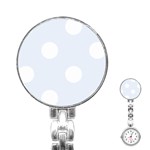 Polka Dots - White on Pastel Blue Stainless Steel Nurses Watch