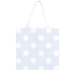 Polka Dots - White on Pastel Blue Grocery Light Tote Bag
