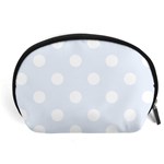 Polka Dots - White on Pastel Blue Accessory Pouch (Large)