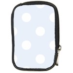 Polka Dots - White on Pastel Blue Compact Camera Leather Case