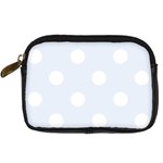 Polka Dots - White on Pastel Blue Digital Camera Leather Case