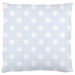 Polka Dots - White on Pastel Blue Large Flano Cushion Case (Two Sides)