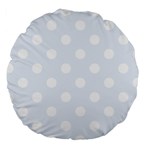Polka Dots - White on Pastel Blue Large 18  Premium Round Cushion