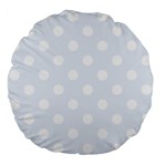 Polka Dots - White on Pastel Blue Large 18  Premium Flano Round Cushion