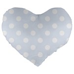 Polka Dots - White on Pastel Blue Large 19  Premium Heart Shape Cushion