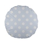 Polka Dots - White on Pastel Blue Standard 15  Premium Round Cushion
