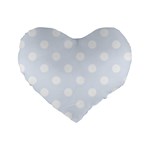 Polka Dots - White on Pastel Blue Standard 16  Premium Heart Shape Cushion