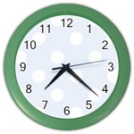 Polka Dots - White on Pastel Blue Color Wall Clock