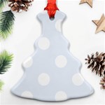 Polka Dots - White on Pastel Blue Christmas Tree Ornament (Two Sides)