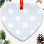 Polka Dots - White on Pastel Blue Ornament (Heart)