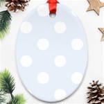 Polka Dots - White on Pastel Blue Ornament (Oval)