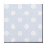 Polka Dots - White on Pastel Blue Tile Coaster