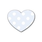 Polka Dots - White on Pastel Blue Heart Coaster (4 pack)