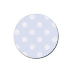Polka Dots - White on Pastel Blue Rubber Coaster (Round)