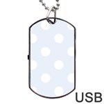 Polka Dots - White on Pastel Blue Dog Tag USB Flash (One Side)