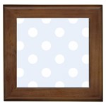 Polka Dots - White on Pastel Blue Framed Tile