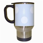 Polka Dots - White on Pastel Blue Travel Mug (White)