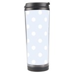 Polka Dots - White on Pastel Blue Travel Tumbler