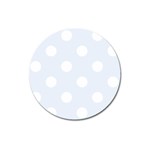 Polka Dots - White on Pastel Blue Magnet 3  (Round)