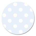 Polka Dots - White on Pastel Blue Magnet 5  (Round)