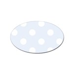 Polka Dots - White on Pastel Blue Sticker Oval (10 pack)