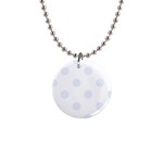 Polka Dots - Pastel Blue on White 1  Button Necklace