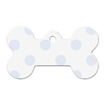 Polka Dots - Pastel Blue on White Dog Tag Bone (One Side)