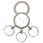Polka Dots - Pastel Blue on White 3-Ring Key Chain