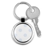 Polka Dots - Pastel Blue on White Key Chain (Round)