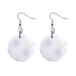 Polka Dots - Pastel Blue on White 1  Button Earrings
