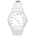 Polka Dots - Pastel Blue on White Round Plastic Sport Watch (M)