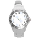 Polka Dots - Pastel Blue on White Round Plastic Sport Watch (L)