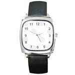 Polka Dots - Pastel Blue on White Square Metal Watch