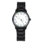 Polka Dots - Pastel Blue on White Stainless Steel Round Watch