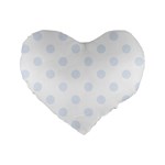 Polka Dots - Pastel Blue on White Standard 16  Premium Flano Heart Shape Cushion