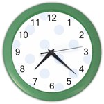 Polka Dots - Pastel Blue on White Color Wall Clock